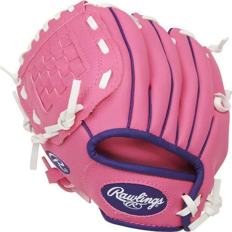 Rawlings رولينغز | سلسلة اللاعبين قفاز كرة البيسبول للأطفال والشباب | رمي باليد اليسرى | 9" | وردي/بنفسجي مع كرة - Image 4